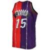 Vince Carter Toronto Raptors Mitchell & Ness Big & Tall Hardwood Classics 1998/99 Split Swingman Jersey - - Detail View