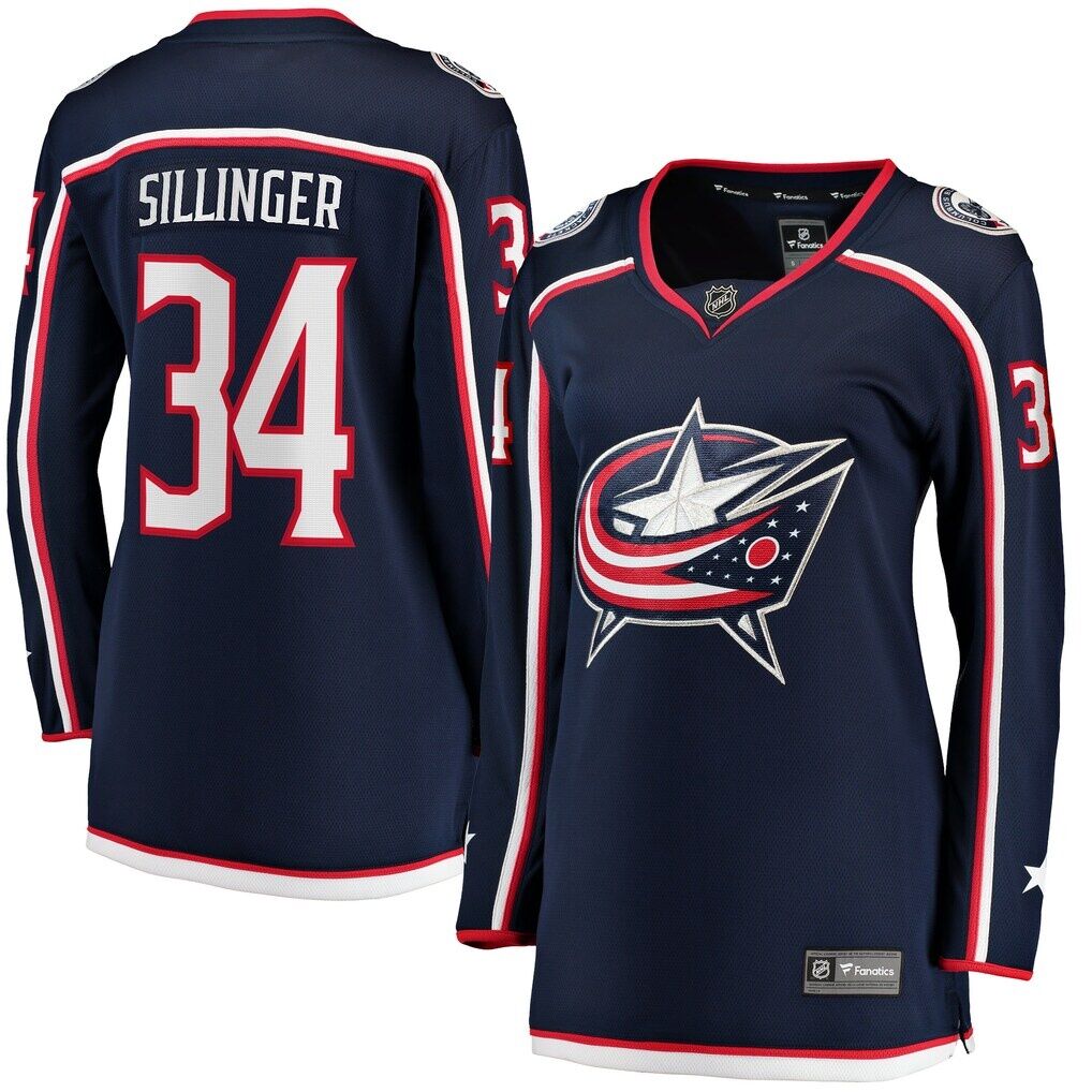 Cole Sillinger Columbus Blue Jackets Fashion7 Women's Home Breakaway Player Jersey
