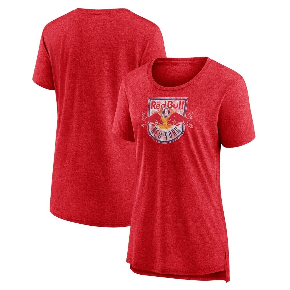 New York Red Bulls Women's Distressed Vintage Primary Tri-Blend T-Shirt - Heather Red