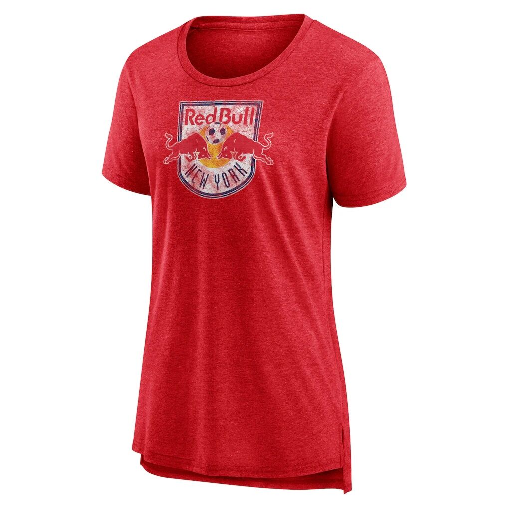 New York Red Bulls Women's Distressed Vintage Primary Tri-Blend T-Shirt - Heather Red