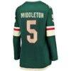 Jake Middleton Minnesota Wild Fashion7 Women's Home Breakaway Player Jersey - Green - Detail View