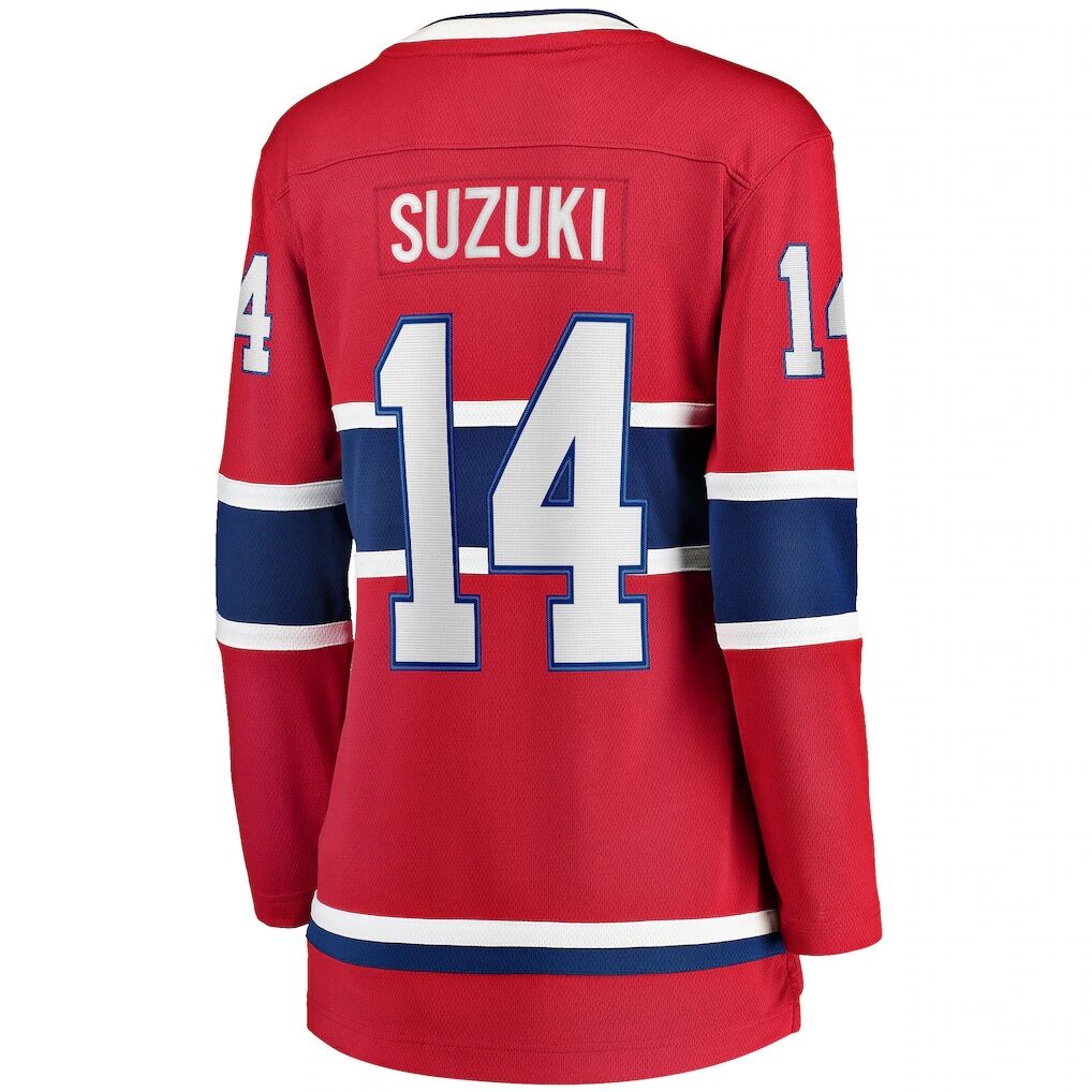 Nick Suzuki Montreal Canadiens Fashion7 Women's Home Captain Patch Breakaway Player Jersey