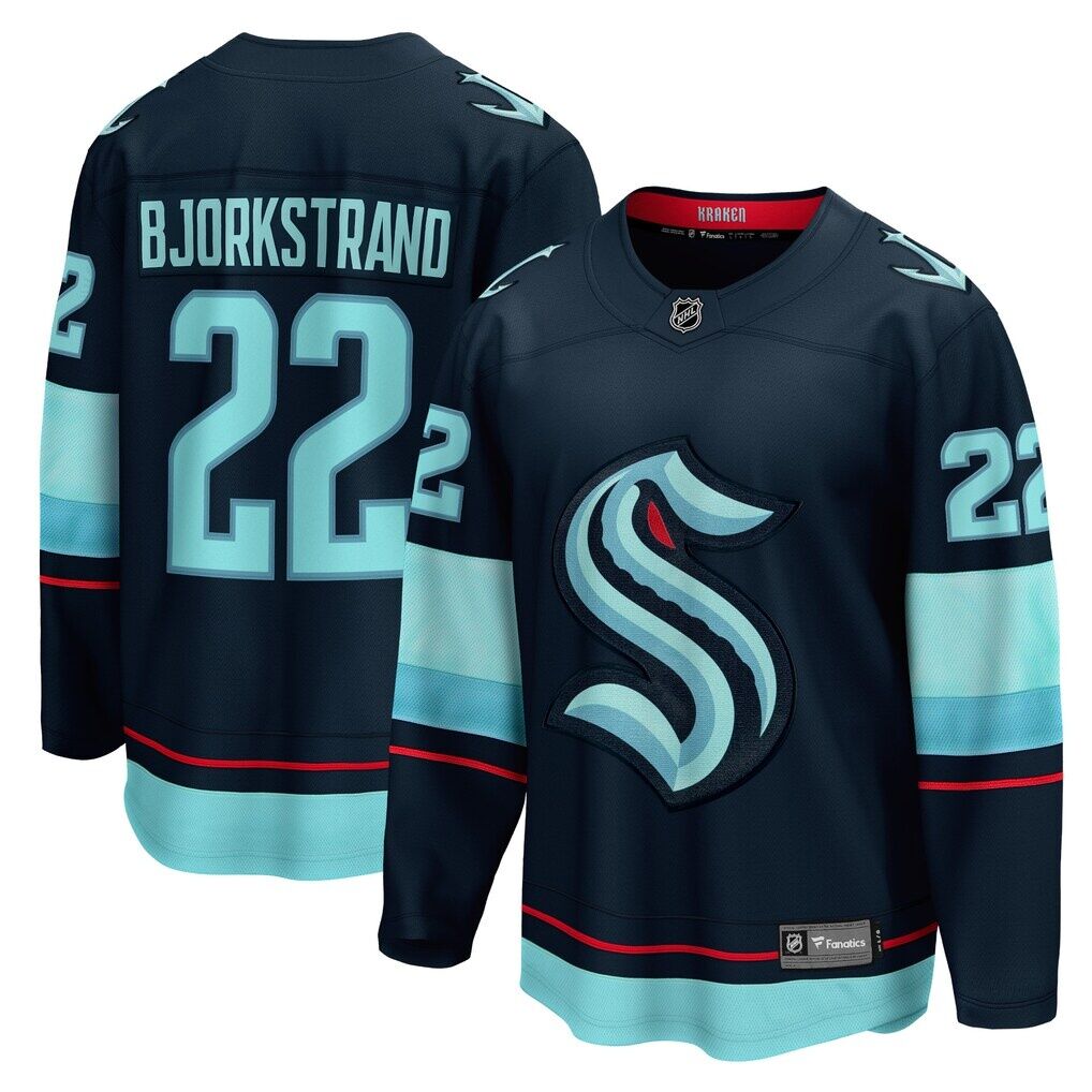 Oliver Bjorkstrand Seattle Kraken Fashion7 Home Breakaway Player Jersey - Deep Sea Blue