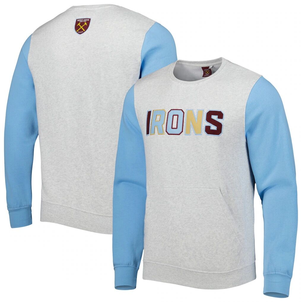 West Ham United Kangaroo Pullover Sweatshirt - Gray/Blue