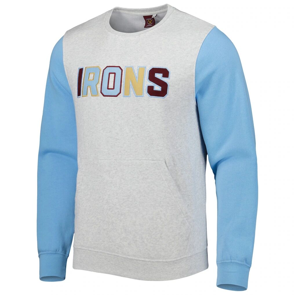 West Ham United Kangaroo Pullover Sweatshirt - Gray/Blue
