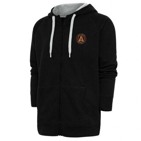 Atlanta United FC Antigua Logo Victory Full-Zip Hoodie - Black - Front View