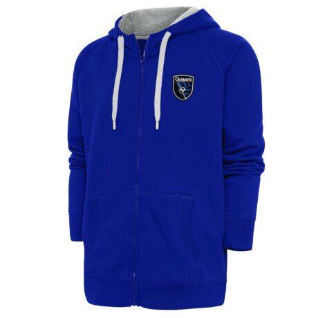 San Jose Earthquakes Antigua Logo Victory Full-Zip Hoodie - Royal - Front View