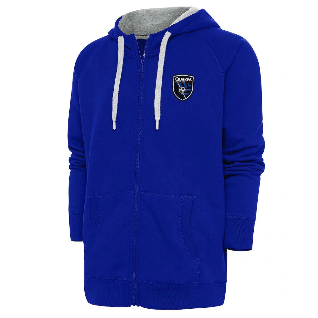 San Jose Earthquakes Antigua Logo Victory Full-Zip Hoodie - Royal