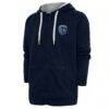Sporting Kansas City Antigua Logo Victory Full-Zip Hoodie - Navy - Front View