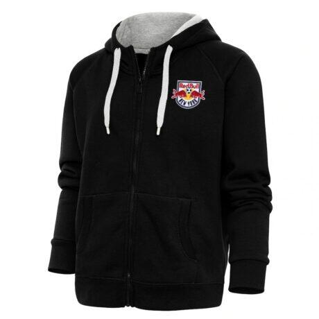 New York Red Bulls Antigua Women's Logo Victory Full-Zip Hoodie - Black - Front View