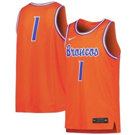 #1 Boise State Broncos Nike Replica Basketball Jersey - Orange - Front View