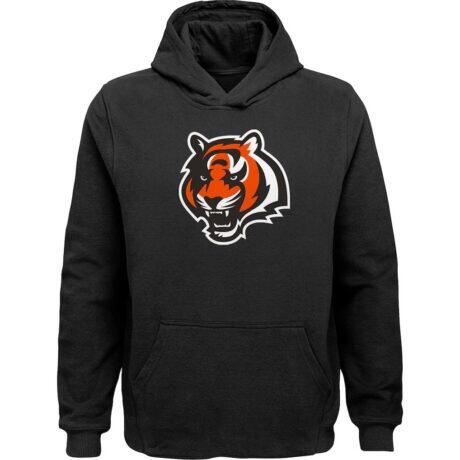 Cincinnati Bengals Youth Team Logo Pullover Hoodie - Black - Front View