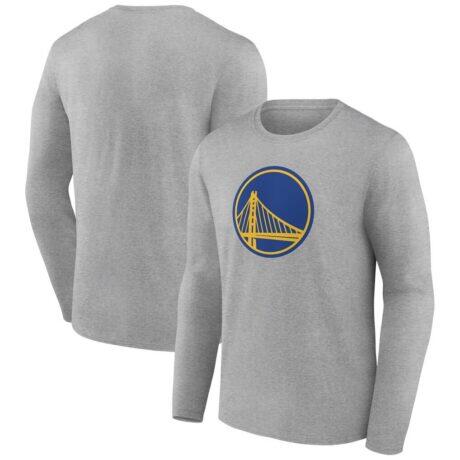 Golden State Warriors Primary Team Logo Long Sleeve T-Shirt - Heather Gray - Front View