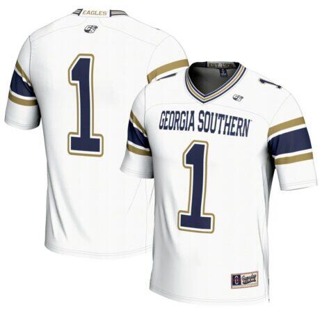 #1 Georgia Southern Eagles GameDay Greats Youth Endzone Football Jersey - White - Front View