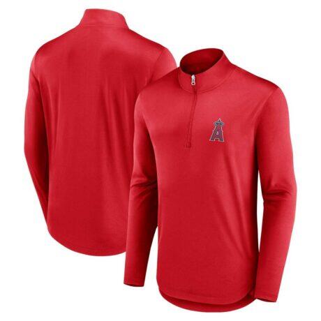 Los Angeles Angels Fashion7 Quarterback Quarter-Zip Top - Red - Front View
