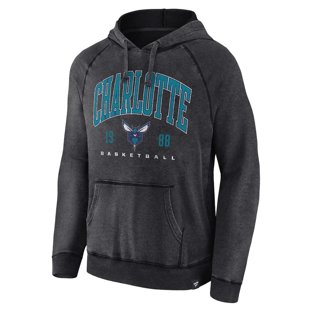 Charlotte Hornets Fashion7 Foul Trouble Snow Wash Raglan Pullover Hoodie – Heather Charcoal