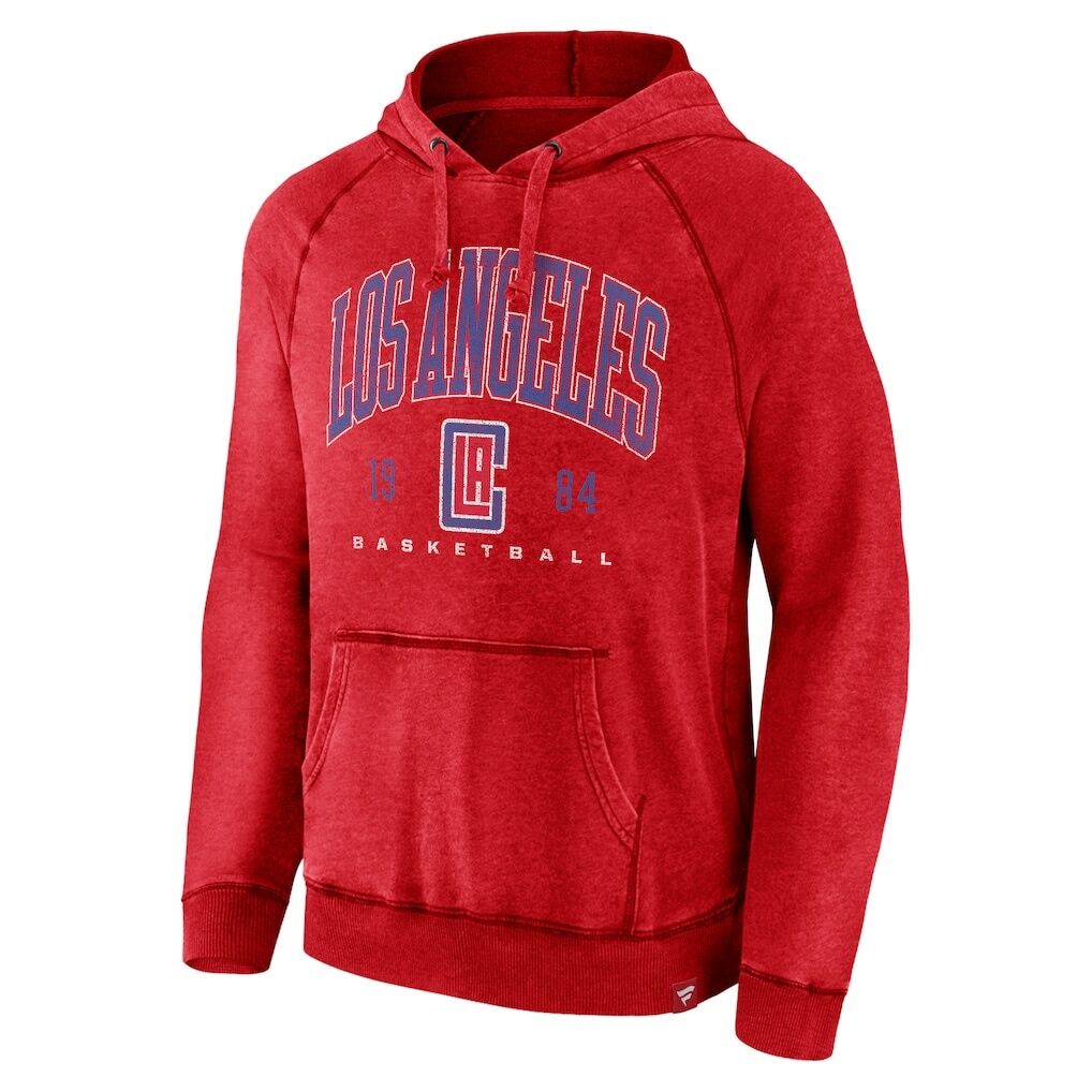 LA Clippers Fashion7 Foul Trouble Snow Wash Raglan Pullover Hoodie – Heather Red