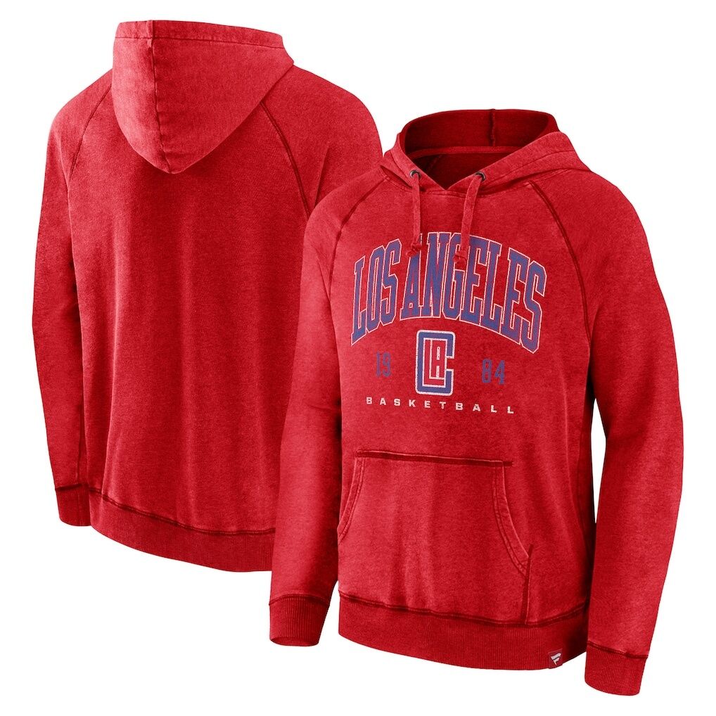 LA Clippers Fashion7 Foul Trouble Snow Wash Raglan Pullover Hoodie – Heather Red