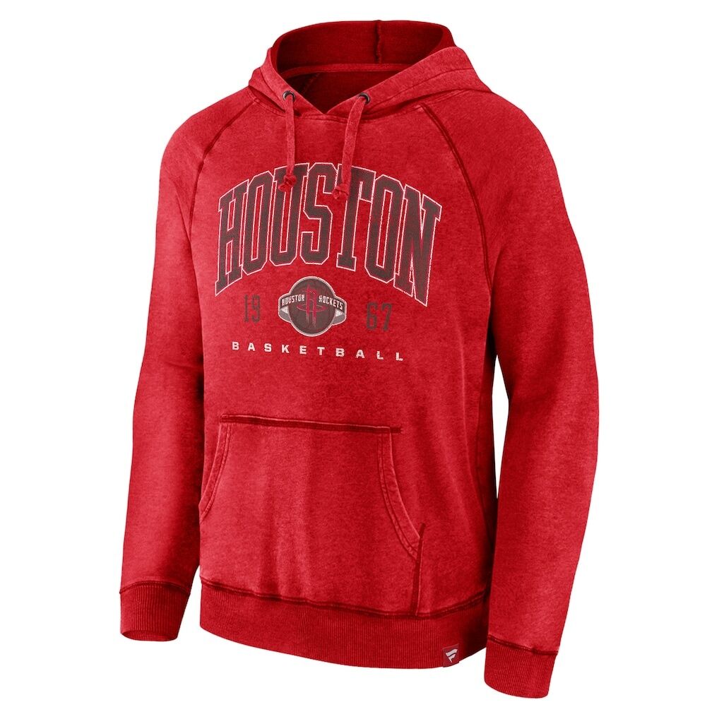 Houston Rockets Fashion7 Foul Trouble Snow Wash Raglan Pullover Hoodie – Heather Red