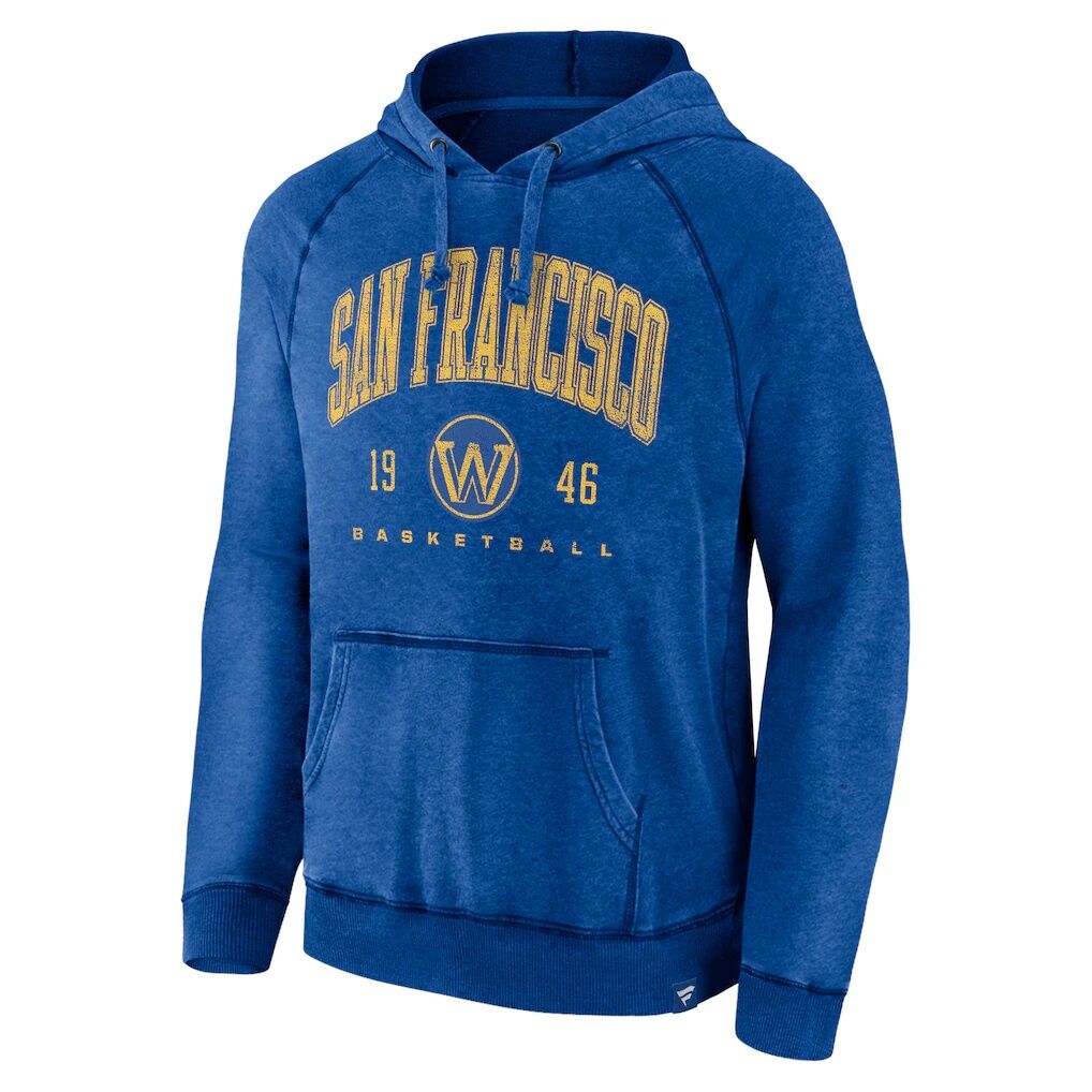 Golden State Warriors Fashion7 Foul Trouble Snow Wash Raglan Pullover Hoodie – Heather Royal