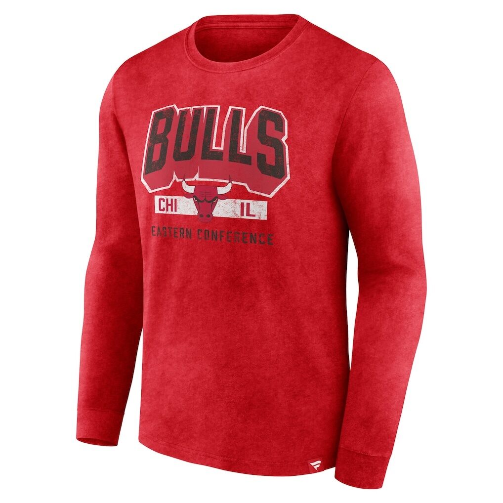 Chicago Bulls Fashion7 Front Court Press Snow Wash Long Sleeve T-Shirt – Heather Red