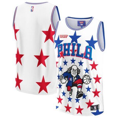 Philadelphia 76ers NBA & KidSuper Studios by Fashion7 Unisex Hometown Jersey - White - Front View