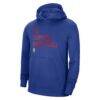 LA Clippers Nike Unisex 2023/24 Performance Spotlight On-Court Practice Pullover Hoodie - Blue - Back View