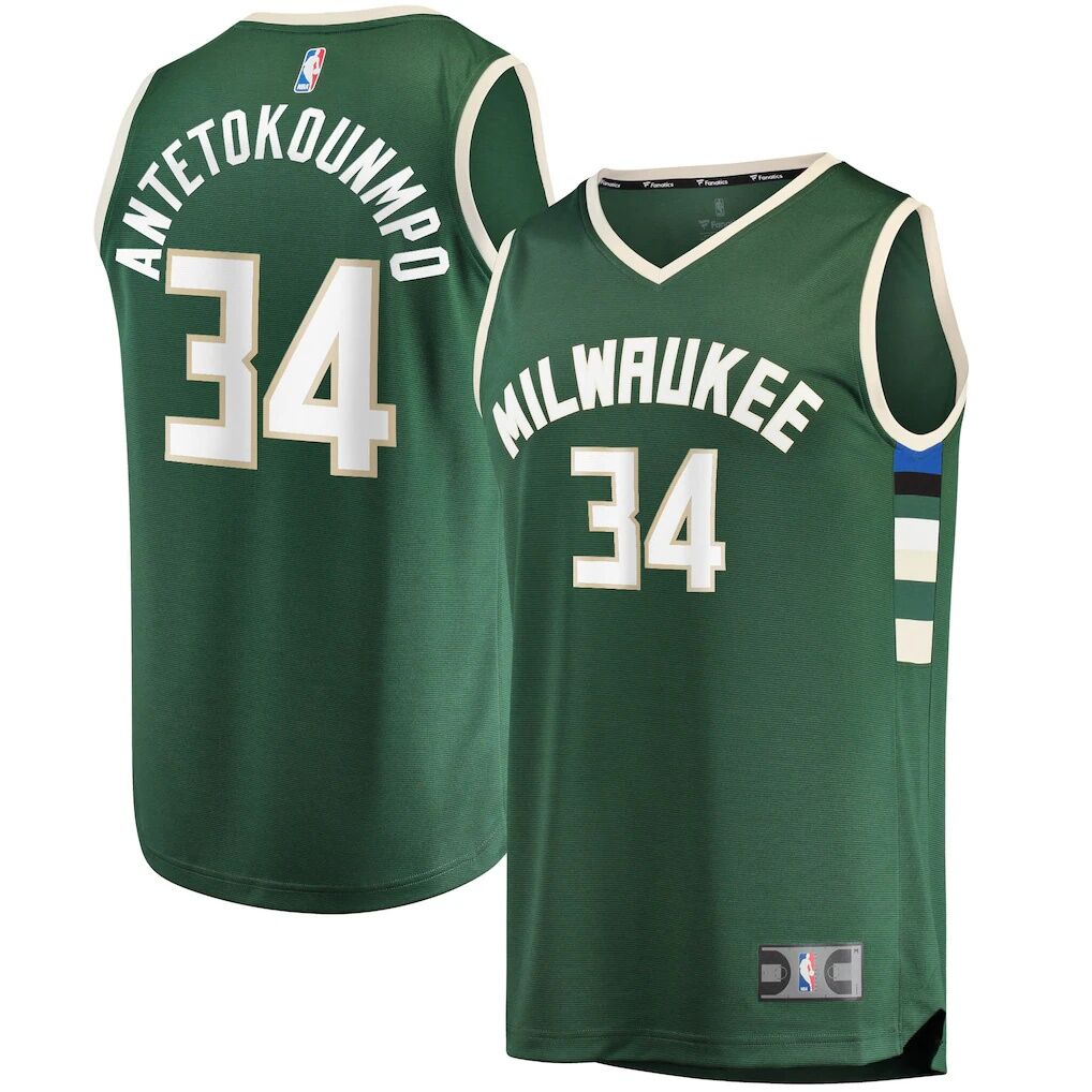 Giannis Antetokounmpo Milwaukee Bucks Fashion7 Big & Tall Fast Break Player Jersey - Hunter Green - Icon Edition