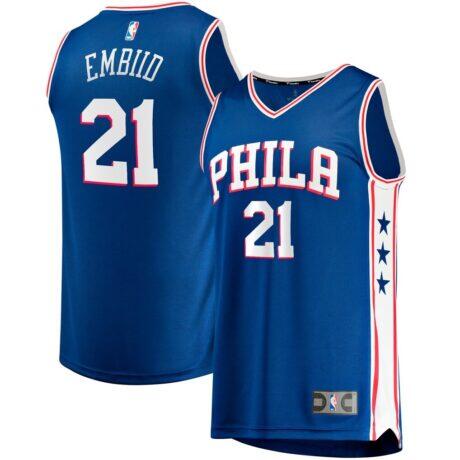 Joel Embiid Philadelphia 76ers Fashion7 Big & Tall Fast Break Player Jersey - Royal - - Front View