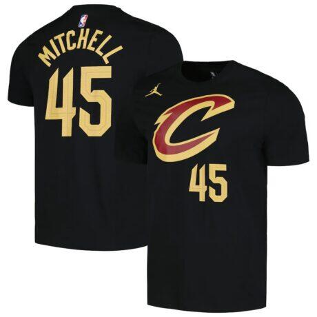 Donovan Mitchell Cleveland Cavaliers Jordan Brand 2022/23 Statement Edition Name & Number T-Shirt - Black - Front View