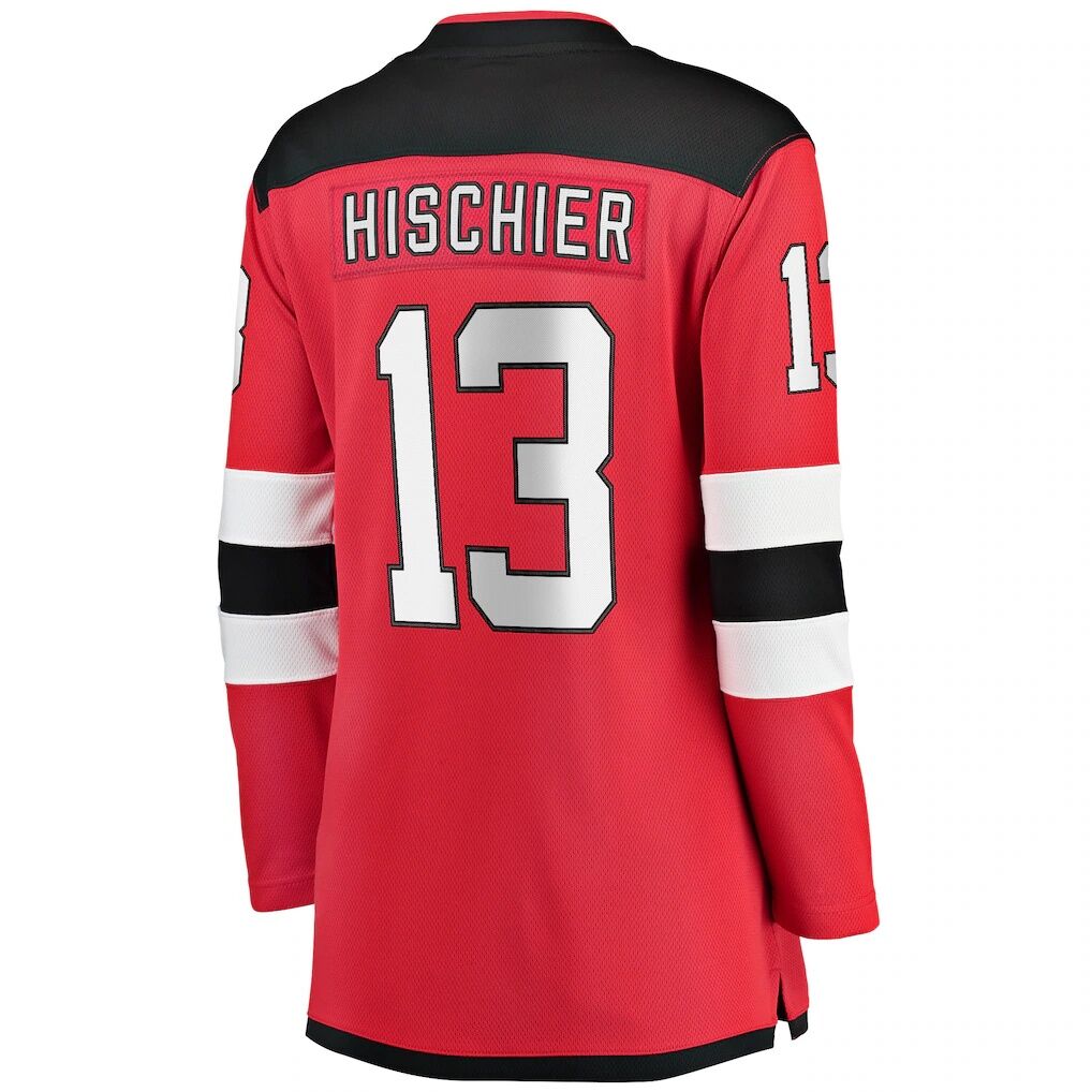 Nico Hischier New Jersey Devils Fashion7 Women's Captain Patch Home Breakaway Jersey