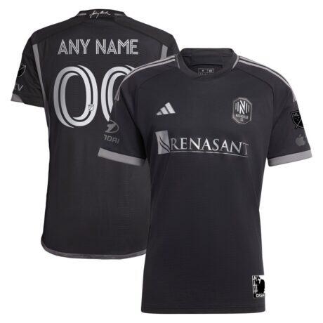 Nashville SC adidas 2023 Man In Black Kit Authentic Custom Jersey - Black - Front View