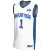 #1 BYU Cougars GameDay Greats Youth Lightweight Basketball Jersey - White - Side View