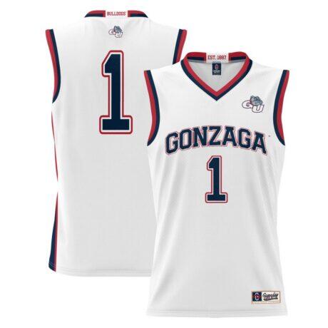 #1 Gonzaga Bulldogs GameDay Greats Youth Lightweight Basketball Jersey - White - Front View
