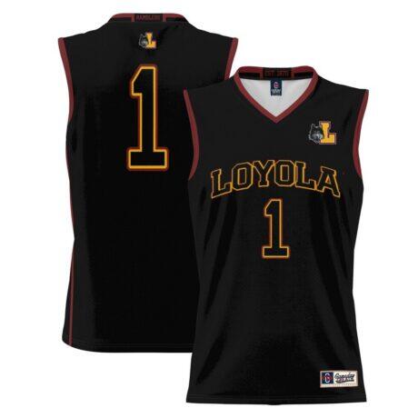 #1 Loyola Chicago Ramblers GameDay Greats Youth Lightweight Basketball Jersey - Black - Front View