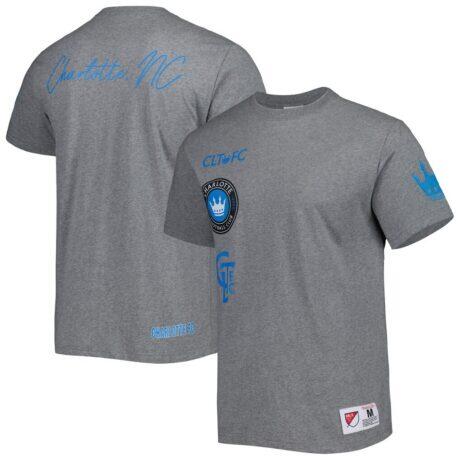 Charlotte FC Mitchell & Ness Men's City Tee - Gray - Front View