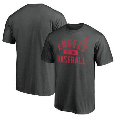 Los Angeles Angels Team Primary Pill T-Shirt - Charcoal - Front View