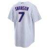 Dansby Swanson Chicago Cubs Nike Replica Player Jersey - White - Detail View