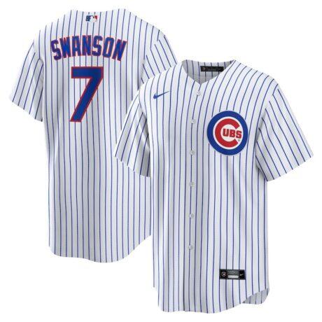 Dansby Swanson Chicago Cubs Nike Replica Player Jersey - White - Front View