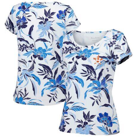 Houston Astros Tommy Bahama Women's Aubrey Romantic Blooms IslandZone T-Shirt - White - Front View