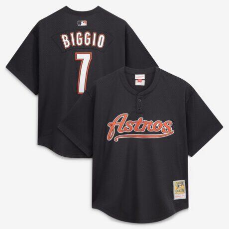 Craig Biggio Houston Astros Mitchell & Ness Authentic Batting Practice Jersey - Black - Front View