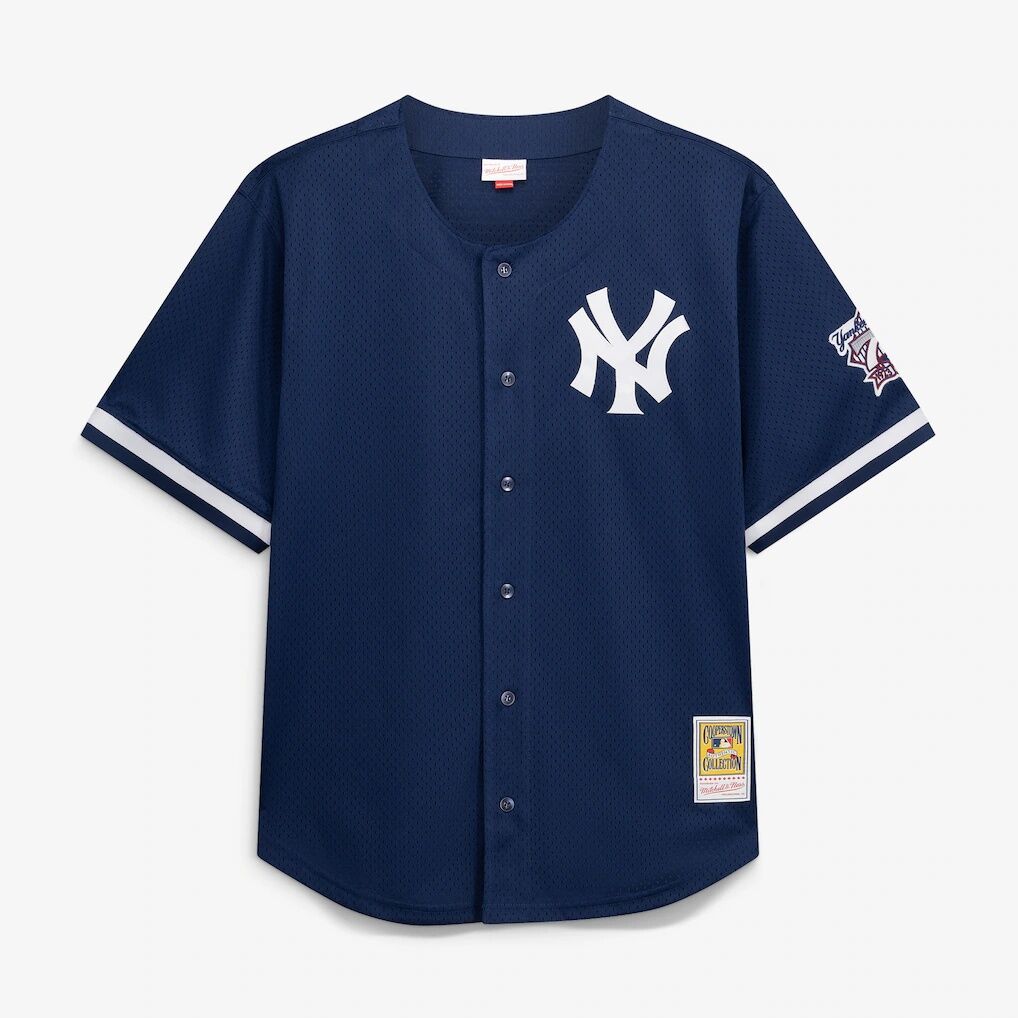 Derek Jeter New York Yankees Mitchell & Ness Cooperstown Collection Mesh Batting Practice Button-Up Jersey