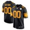 Pittsburgh Steelers Nike Alternate Custom Game Jersey - Black - Front View