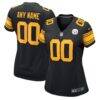 Pittsburgh Steelers Nike Women's Alternate Custom Game Jersey - Black - Front View