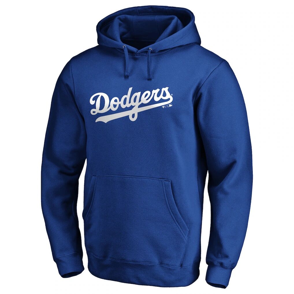 Los Angeles Dodgers Official Wordmark Fitted Pullover Hoodie – Royal