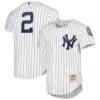 Derek Jeter New York Yankees Mitchell & Ness Cooperstown Collection Authentic Jersey - White - Front View