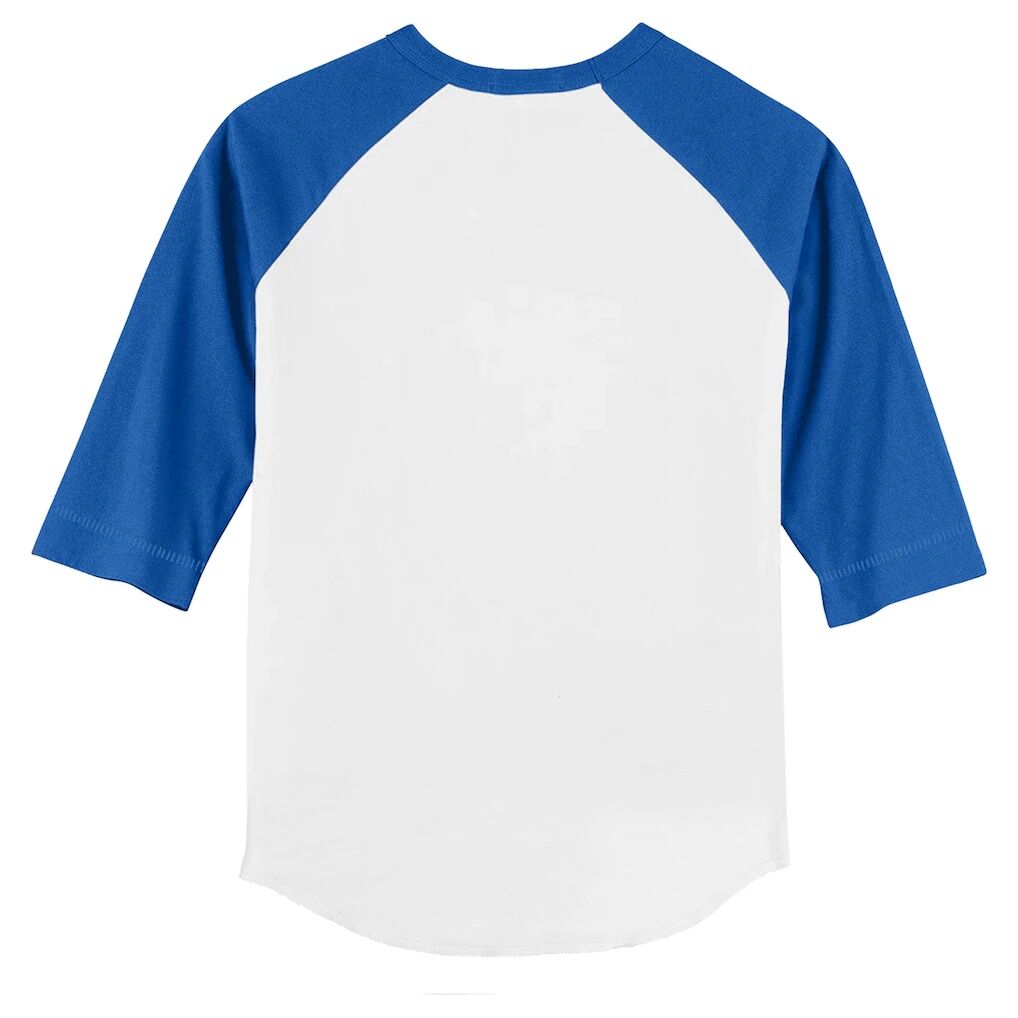 New York Mets Tiny Turnip Toddler Teddy Boy 3/4-Sleeve Raglan T-Shirt - White/Royal