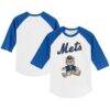 New York Mets Tiny Turnip Toddler Teddy Boy 3/4-Sleeve Raglan T-Shirt - - Front View