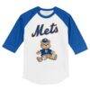 New York Mets Tiny Turnip Toddler Teddy Boy 3/4-Sleeve Raglan T-Shirt - - Side View
