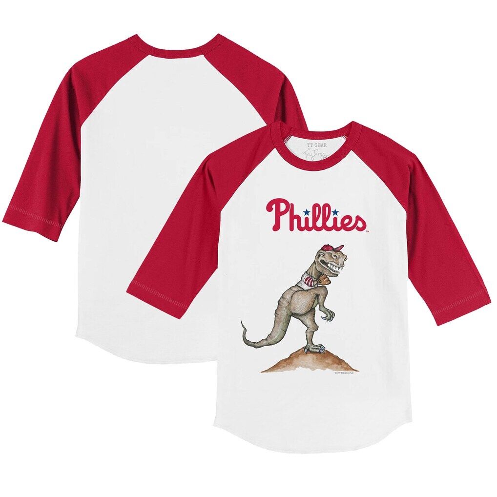 Philadelphia Phillies Tiny Turnip Toddler TT Rex 3/4-Sleeve Raglan T-Shirt - White/Red